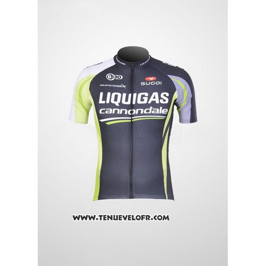 2011 Maillot Ciclismo Liquigas Cannondale Noir et Vert Manches Courtes et Cuissard